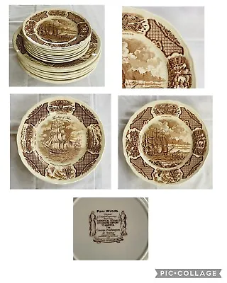 Buy VINTAGE Alfred Meakin Dinnerware Plates FAIR WINDS Ships Friendship Salem  16-PC • 107.05£