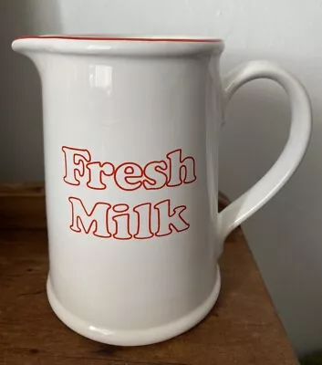 Buy BHS House & Home Oven-to-Tableware Vintage Fresh Milk Jug Ceramic White & Red • 14.99£
