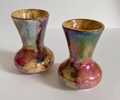 Buy 2 X Vintage OldCourt Ware Lustreware Miniature Vases Hand Painted • 12£