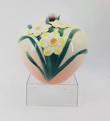 Buy Vintage Franz Daffodil Flower Design Porcelain Round Vase, FZ00069 Signed • 75£
