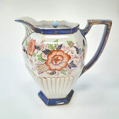 Buy Vintage / Antique Blue & White Pottery Lidded Jug 17cm Tall • 14.99£