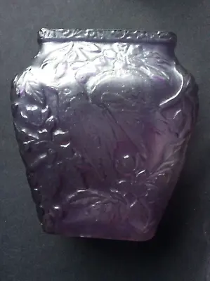 Buy Antique Vase Martele Chickadee Purple Glass Circa 1926 +  Near Perfect Condition • 188.20£