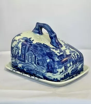 Buy Victoria Ware English Ironstone Blue And White  / Flow Blue Covered Cheese Dish • 71.15£