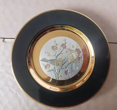 Buy Vintage Small Imperial Chokin  Plate Black/Gold With Birds Design. 16cm • 8£