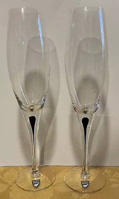 Buy Orrefors Intermezzo Black Fluted Champagne Glass 9 3/4  BOGO-NWT • 34.05£