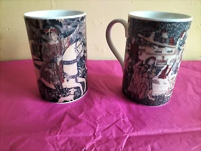 Buy A FINE PAIR OF BONE CHINA DUNOON MUGS Tapestry Adapted  Medieval Wall Hanging • 6.50£