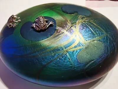Buy JOHN DITCHFILD Glassform DOUBLE Silver Frogs On Iridescent Lily-Pad Paperweight • 164£