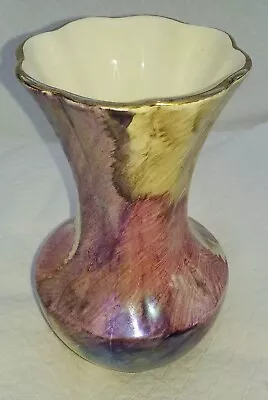 Buy Vintage  Oldcourt Ware  Lustre Hand Painted Vase, Pink Lilac Gold Colours • 20£