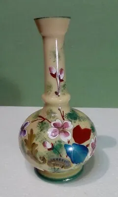 Buy Antique Harrach Glass Bottle Vase. Bohemian Floral Enamel Glass. • 60£