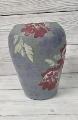 Buy Vintage Conwy Welsh Pottery Vase By Carol Wynne Morris Floral Garden Matte Blue. • 20£