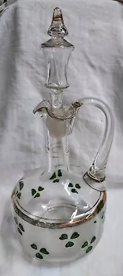Buy Vintage Blown Glass Wine Decanter With Clover Decoration • 10£