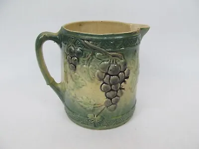 Buy Antique Early Pottery Green Grape Cluster Stoneware Pitcher Roseville • 33.62£