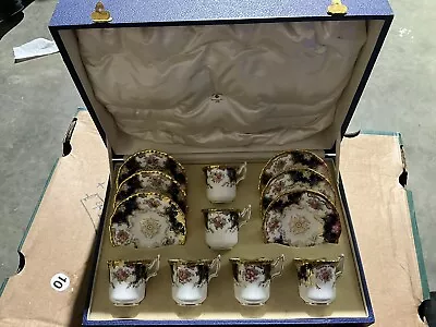 Buy Boxed Antique (1890s) Coalport “Batwing” (Y2665) Demitasse Cups & Saucers [6] • 395£