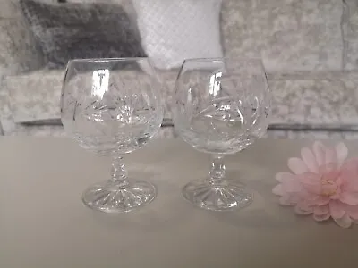 Buy Beautiful Quality Vintage Pair Of Pinwheel Cut Crystal Glass Brandy Glasses • 29.95£