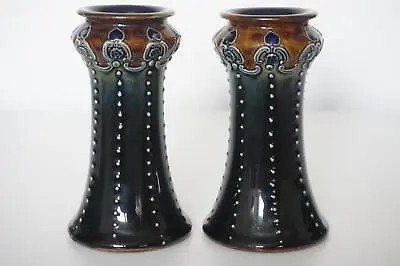 Buy Royal Doulton Lambeth Art Pottery Art Nouveau Antique Stoneware Vases - C.1905 • 165£