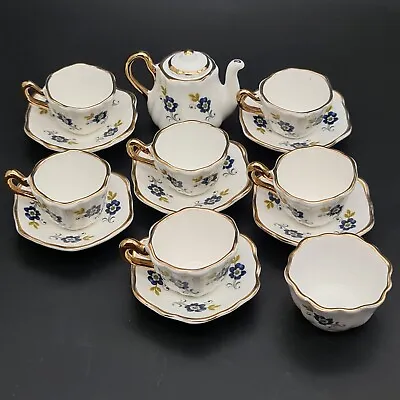 Buy Sandford Fine Bone China Miniature 14 Piece Set Gold Trim With Teapot Sugar Bowl • 29.95£