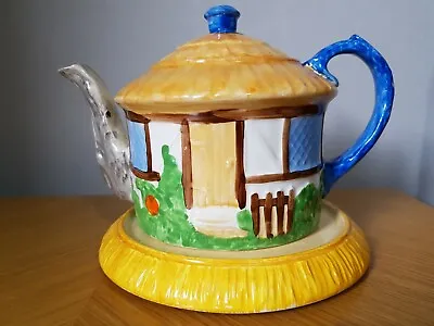Buy Vintage Hancocks Ivory Ware Hand Painted Cottage Tea Pot • 24.70£