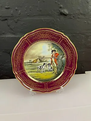 Buy Spode Cabinet Plate Hunting Scene 24 Cm Wide Maroon Colour Dogs • 29.99£