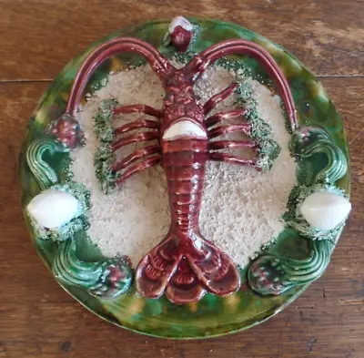 Buy Antique Majolica Lobster Cockle Shell Wall Plate 23 Cms • 49.99£