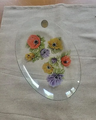 Buy Chance Glass Oval Plate Dish Tray Flowers • 4.99£
