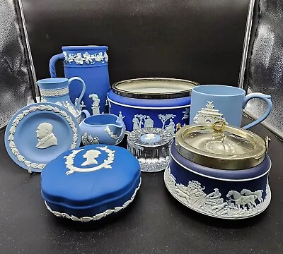Buy Antique Vintage Wedgwood Adams Blue Cobalt Jasperware Neoclassical Pitcher Bowl • 11.25£