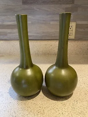 Buy 1960s Mid-Century Modern Haeger Green Ceramic Bottle Vase With Black Lining • 52.75£
