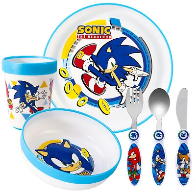 Buy Sonic Kids 6 Piece Dinnerware Cutlery Set - Plate/Bowl/Cup/Knife/Fork/Spoon • 19.99£