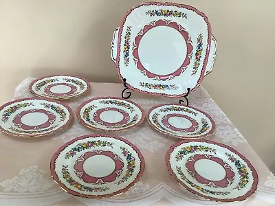 Buy Crown Staffordshire Pink & Floral Plate Set  • 15£