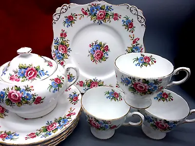 Buy Beautiful Fine Bone China Tuscan Floral Set Cups Cake Plate Sugar Dish  Plates • 26£