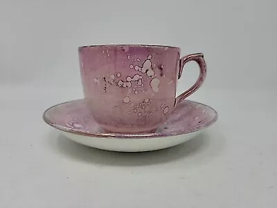 Buy Staffordshire Oil Splash  Pink Luster Teacup & Saucer Set Circa Early 1800s #1 • 118.59£