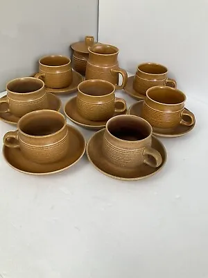 Buy 7 X Handcrafted Denby Langley   Stoneware Tea Set Cups And Saucers Dish And Jug • 40£