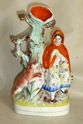 Buy Rare Antique Staffordshire Flatback Little Red Riding Hood Spill Vase, C1850 • 65£