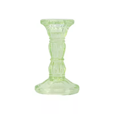 Buy Pastel Green | 10.5cm Tall | Moulded Glass Candlestick | Gisela Graham • 5.26£