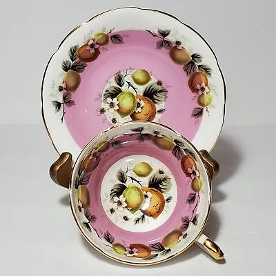 Buy Royal Sutherland Teacup And Saucer Fruit Pink Bone China England Vintage • 26.54£