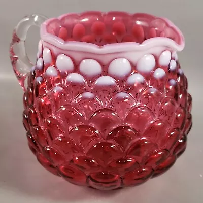 Buy Vintage Fenton Cranberry Opalescent Jacqueline Squat Art Glass Pitcher FAGCA • 75.78£