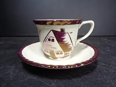 Buy Gray's Pottery Art Deco 1930s House  Handpainted Cup & Saucer • 5.99£