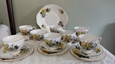 Buy 21 Pieces Tea Set Queen Anne Bone China 6 Trios Jug Sugar Bowl Cake Plate • 35£