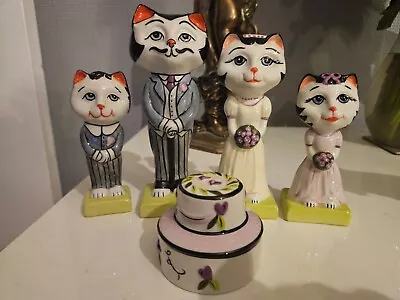 Buy Lorna Bailey Rare Wedding Party Cat Group Set  And Wedding Cake • 200£