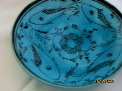 Buy Blue Turquoise Powder Islamic Plate Dish Pottery Glazed Cobalt Handcraft Vintage • 128.98£