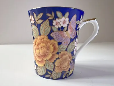 Buy Queens Fine Bone China Mug Indigo Floral Butterfly Design Ceramic Cup Pristine • 10£