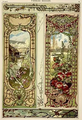 Buy 1890 Decorative Panels, Decoration, Art Nouveau, Folio, Floral Landscape • 38£