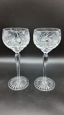 Buy Two Bohemian Cut To Clear Hock Wine Glasses By 8.25”, Clear~rare ● 8 ● Available • 47.98£