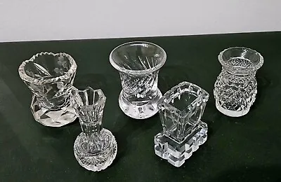 Buy Set Of 5 Vintage Cut Crystal Glass Possy Bud Vases • 3.99£