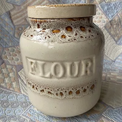 Buy Vintage Fosters Pottery Cornwall Flour Jar & Lid Honeycomb Lava Glaze Rustic • 14.99£