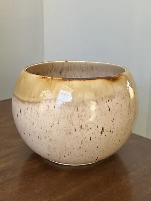 Buy VINTAGE 1970s Speckled Yellow Drip Glazed Pottery Globe Vase Cache Pot Planter • 20£