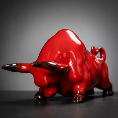 Buy Ceramic Ox Figurine Desktop Statue Zodiac Bull Cow Sculpture • 17.78£
