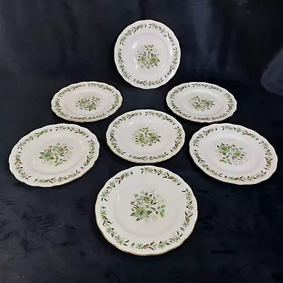Buy Colclough Sedgley Pattern Dinner Plates X7 Green Floral 21cm Vintage • 18.50£