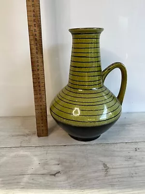 Buy Vintage Austrian Vase Green With Black Hoops Mid Century Old Free Post #G • 39.99£