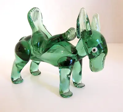 Buy Vintage Handmade Green Blown Art Glass Donkey Mule Burro Figurine 5  • 23.05£