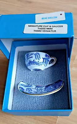 Buy Boxed Miniature Coalport Bone China Cup & Saucer China ~ Blue Willow • 10£